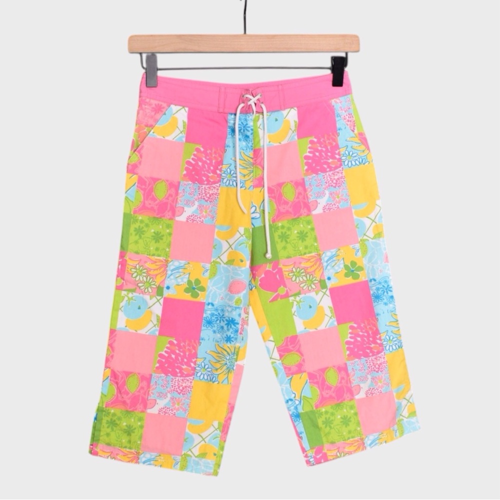 Lilly Pulitzer Cotton Patchwork Floral Print Capri Pants